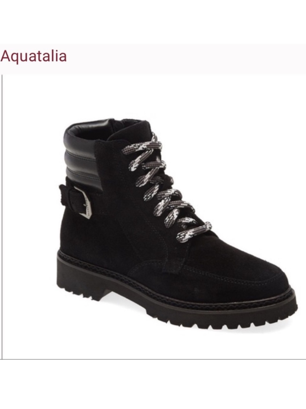 AQUATALIA Mayra Black Suede Leather Lace up boots size 6 like new